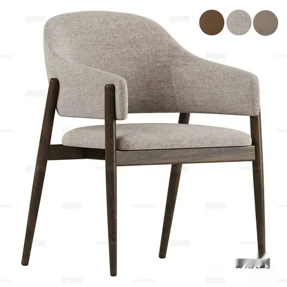 A Chair With A Wooden Frame And Beige Upholstery 3D Model – 21409 – VRAY Render