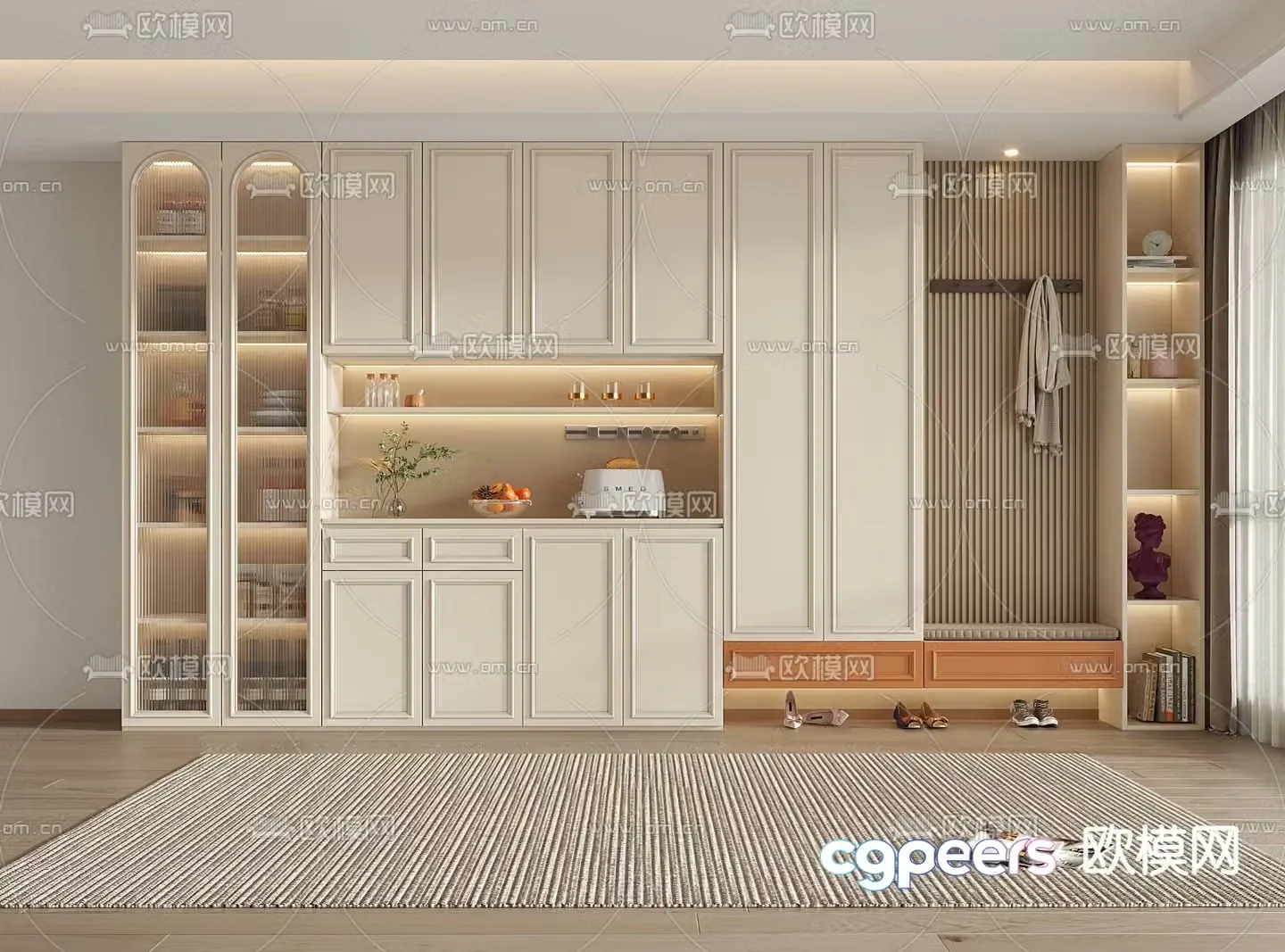 French wine cabinet shoe cabinet 3d model