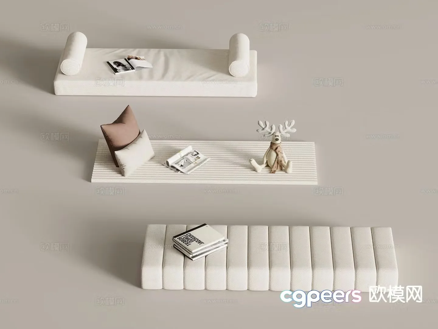 Modern bay window cushion cushion 3d model