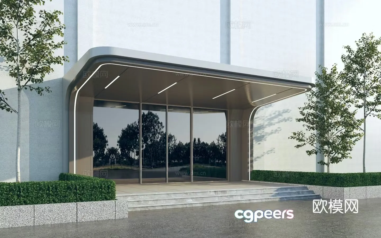 Modern beauty entrance awning 3d model