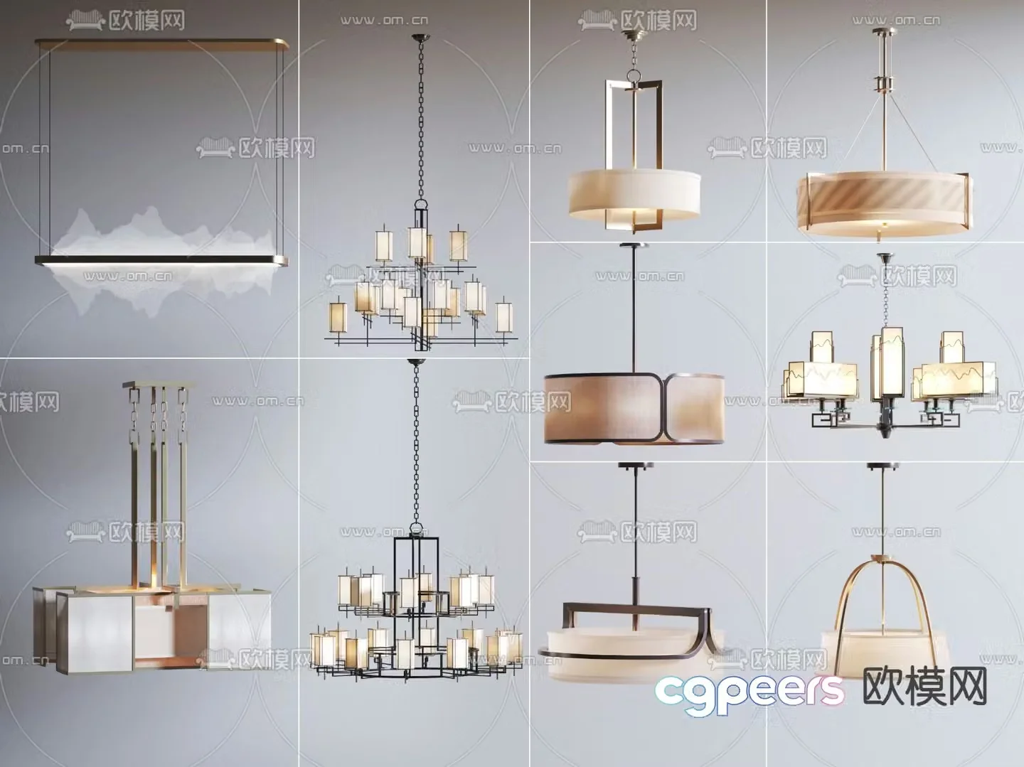 New Chinese style chandelier restaurant chandelier 3d model