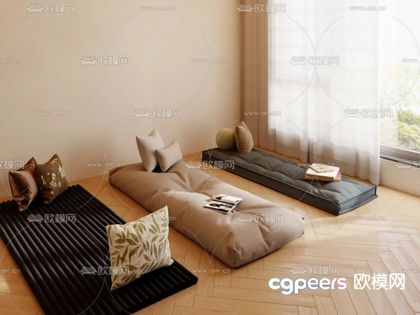 Cushion bay window cushion 3d model