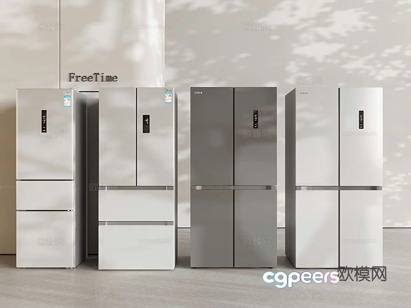 Modern refrigerator double door refrigerator smart refrigerator 3d model