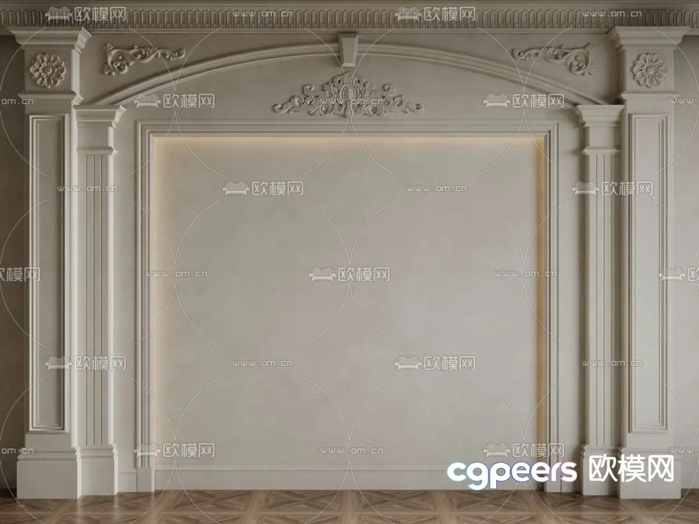 European style background wall carved lines 3d model