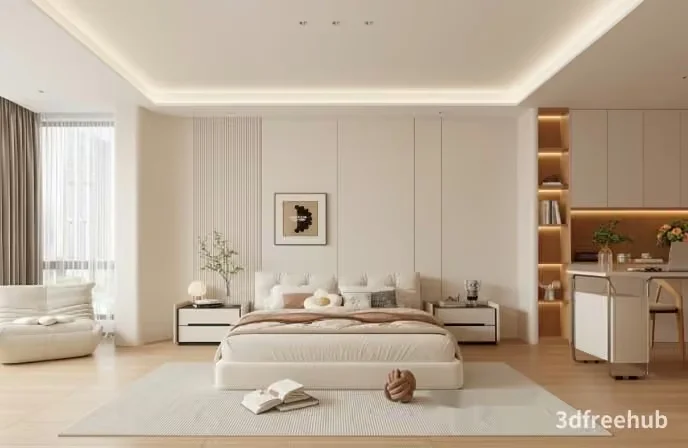 Cozy Modern Bedroom 3D Model – 21486 – VRAY Render