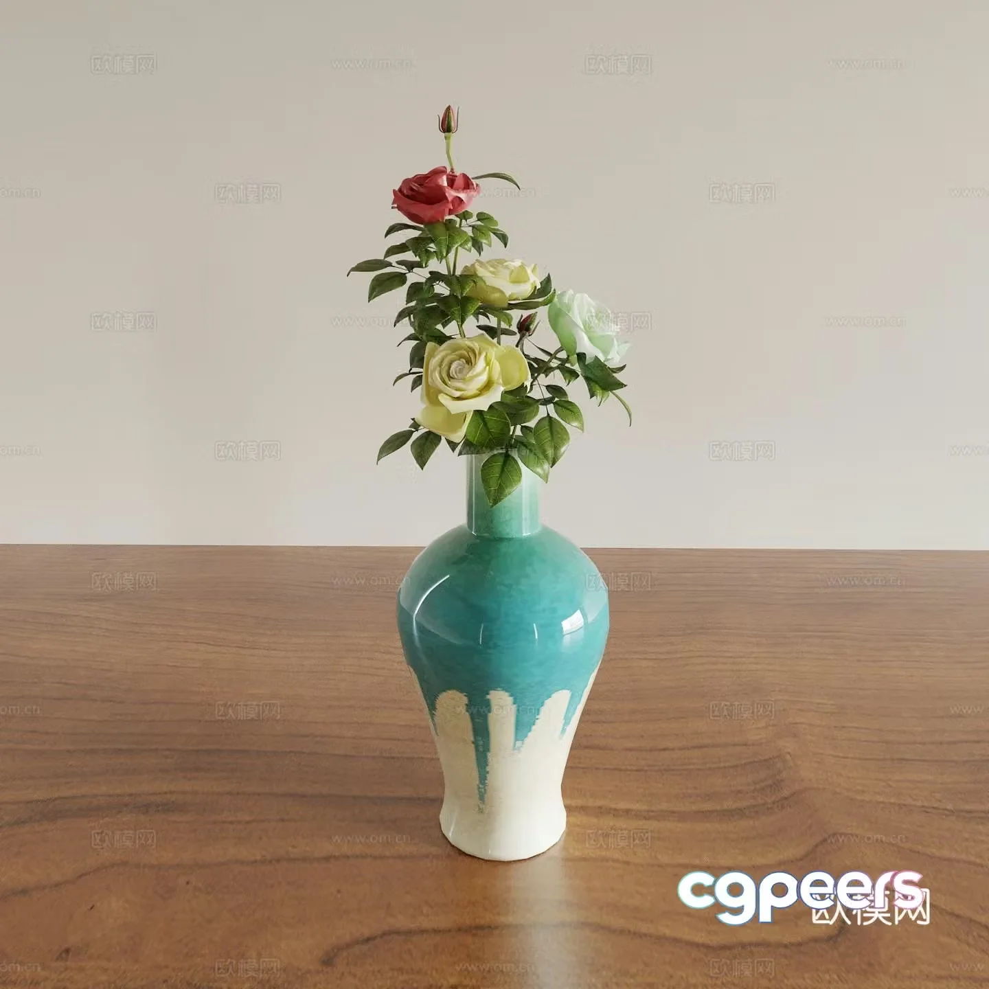 Vase Glass vase Flower art Flower arrangement Green plants Bonsai Potted plants Indoor green plants 3D model
