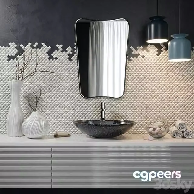 3ds Max Free – Bath set decoration 2