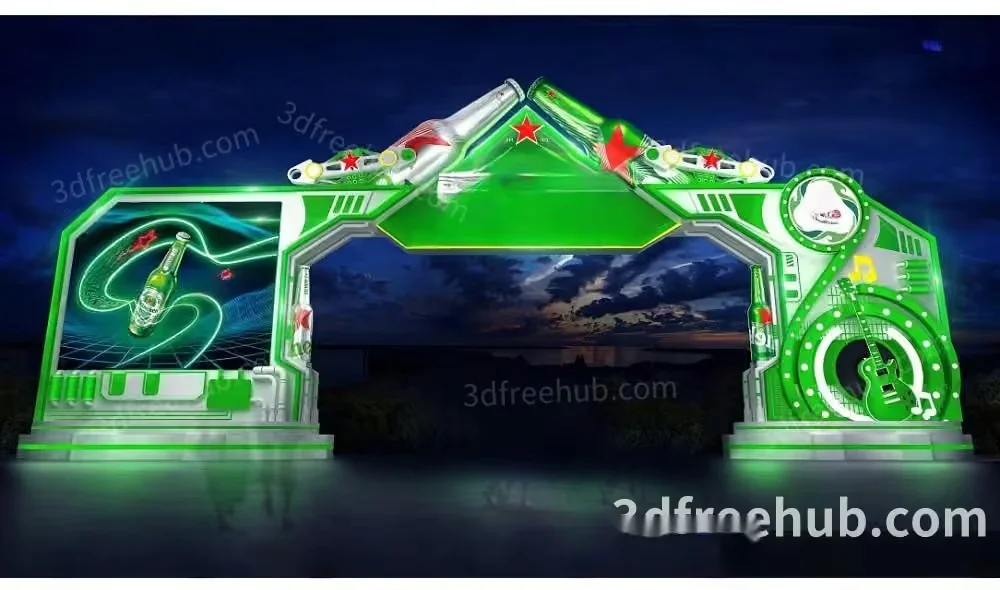 The Main Subject Is A Green And White Archway 3D Model – 22898 – VRAY Render
