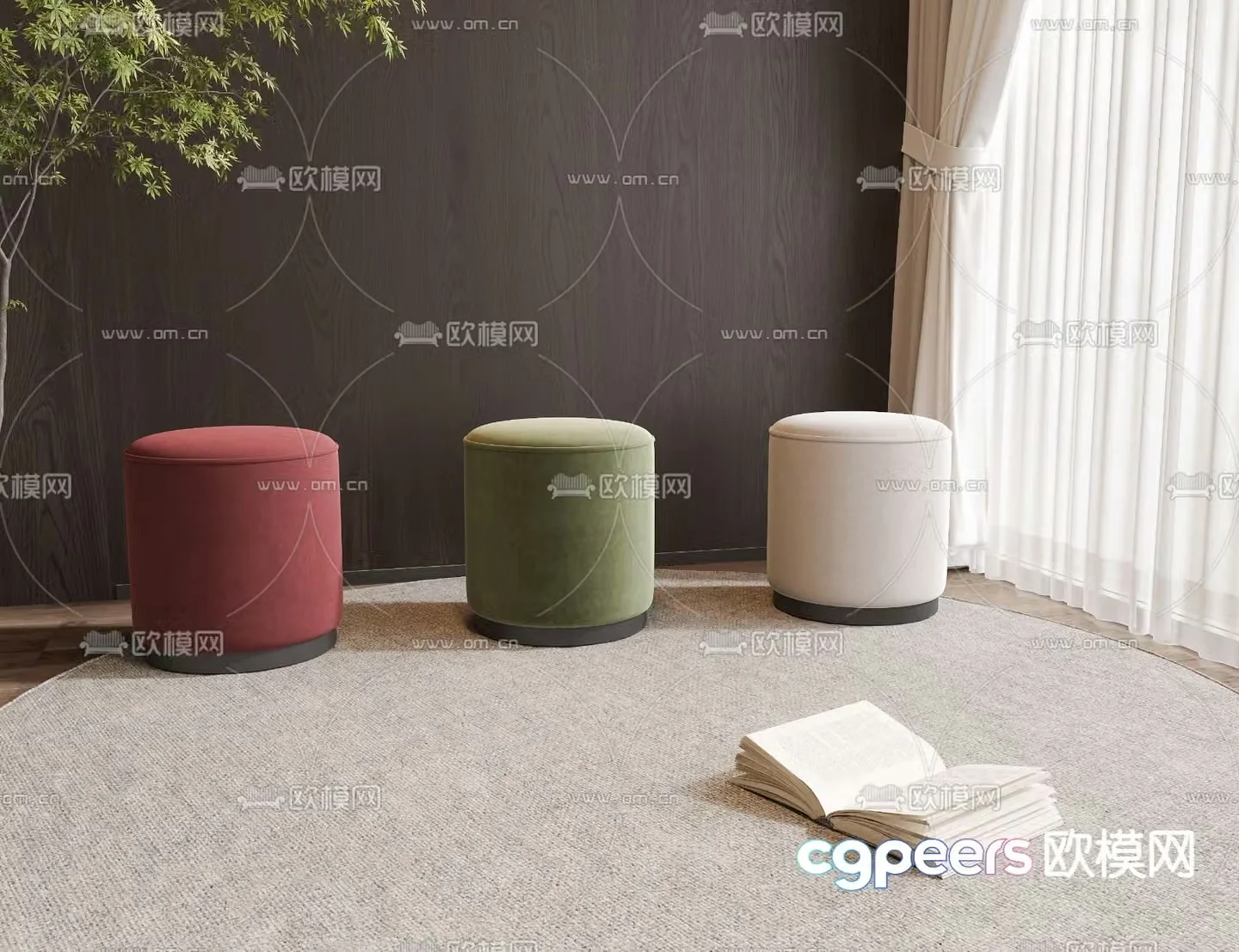 Stool low stool sofa stool dressing stool 3d model