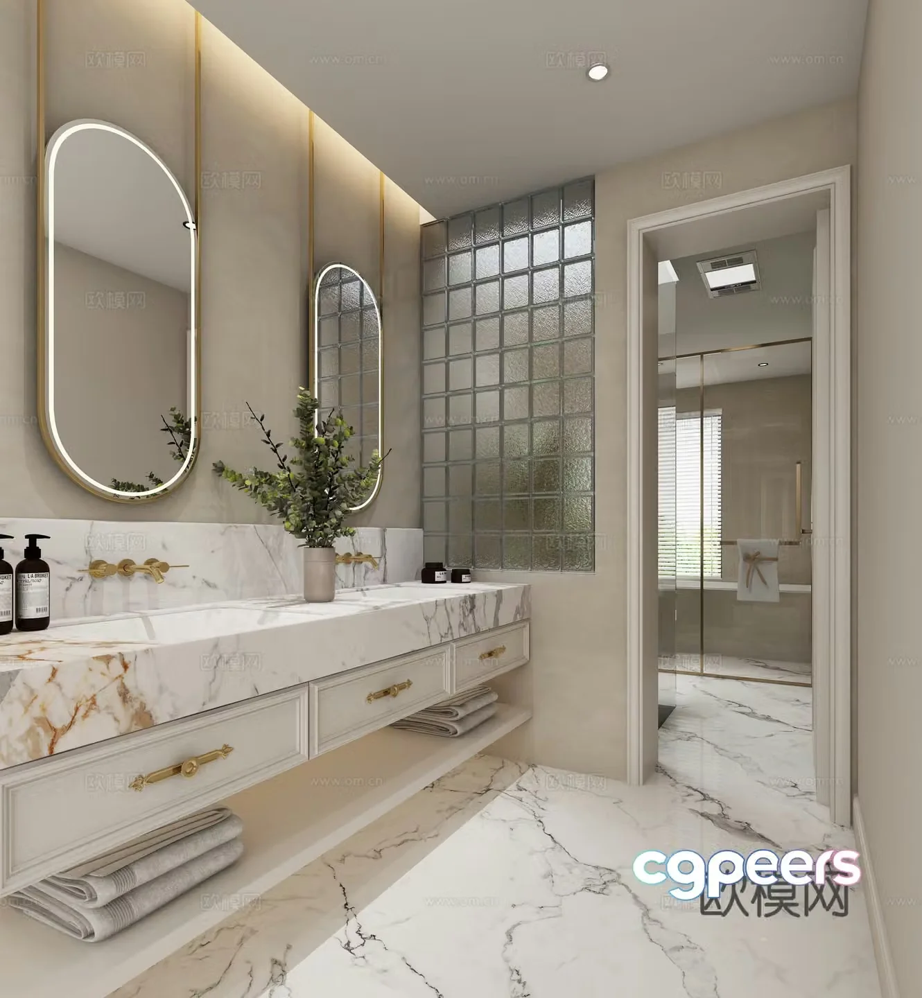 Modern American bathroom 3d model