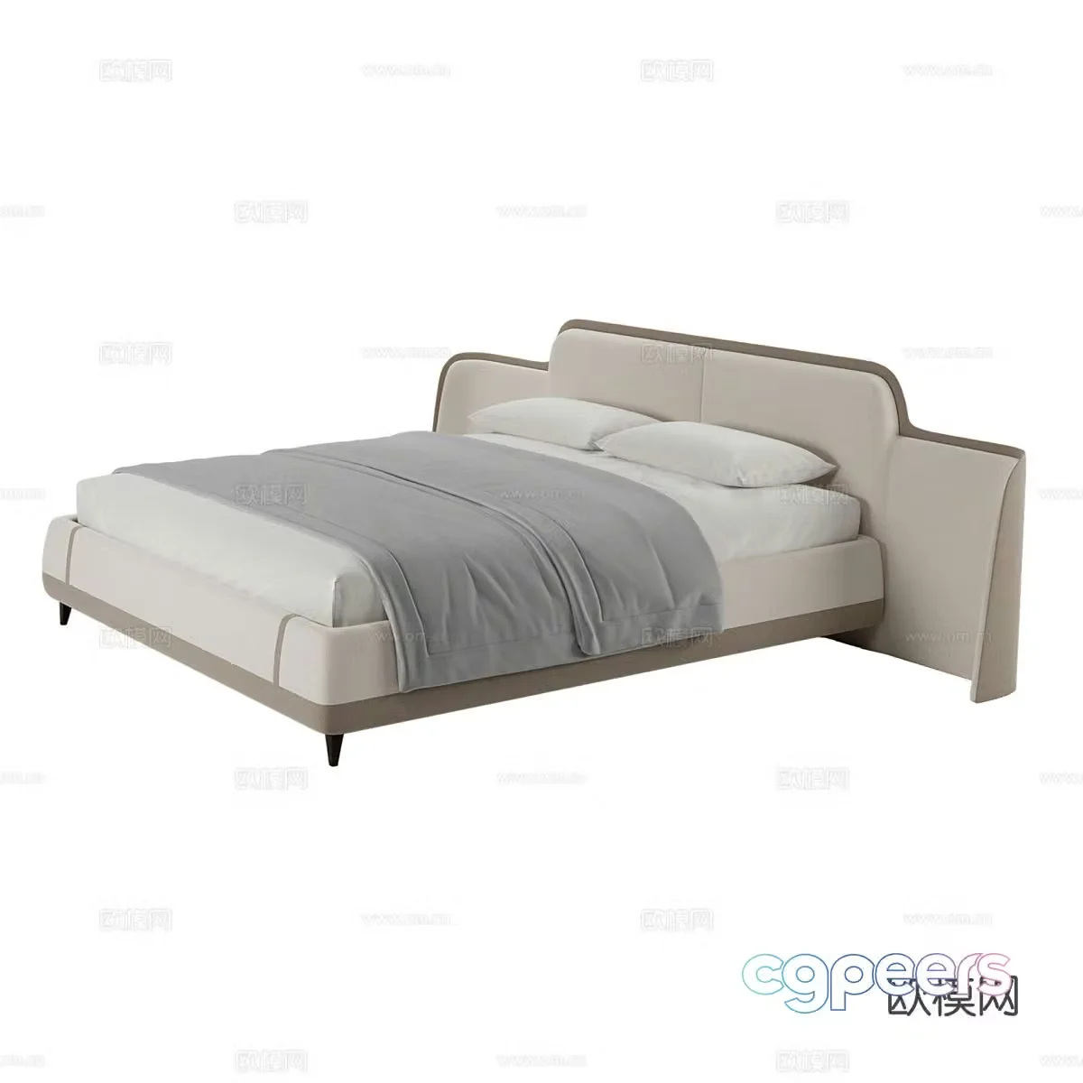 Modern double bed 3d model