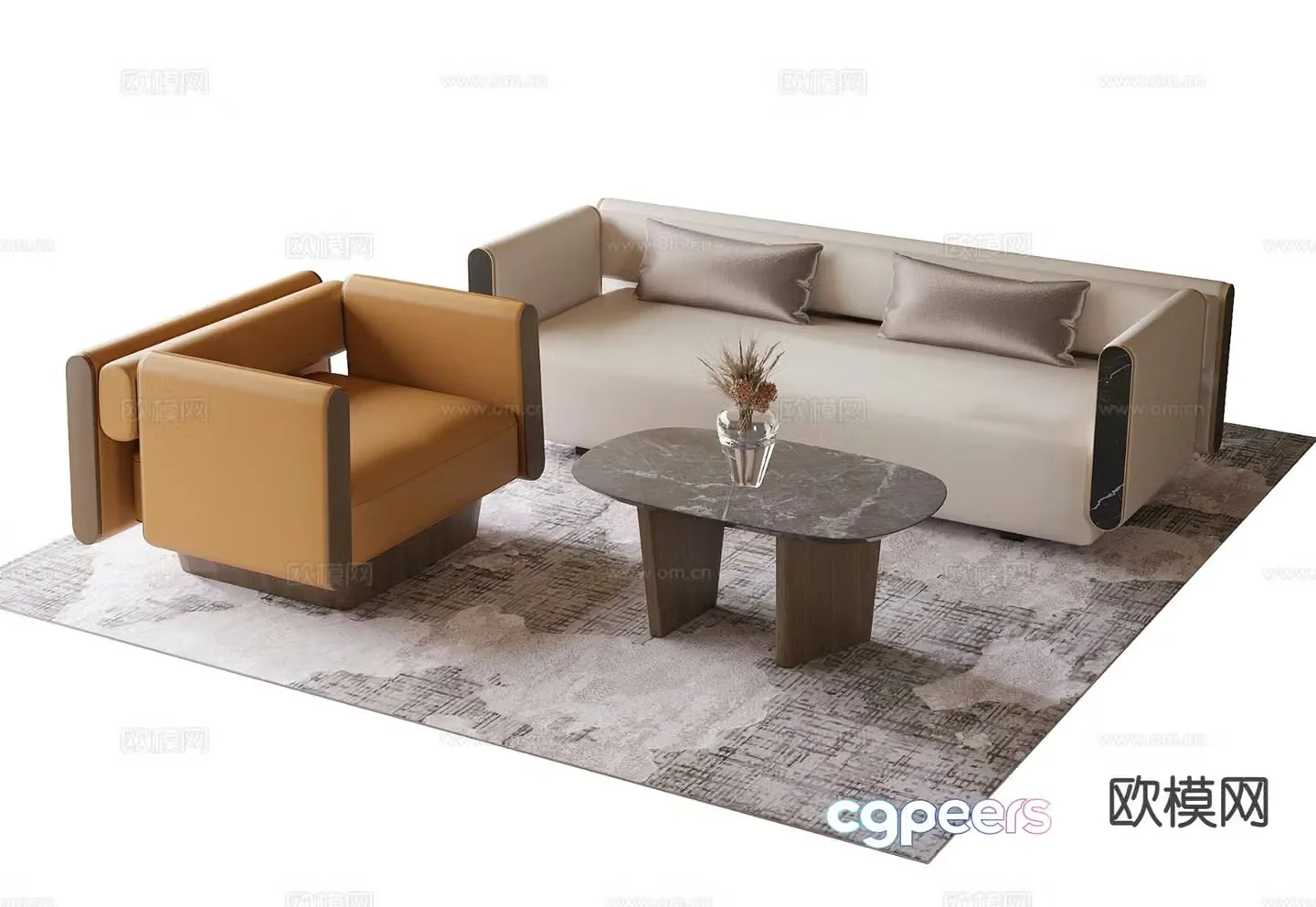 Modern negotiation sofa modular sofa business sofa 3d model