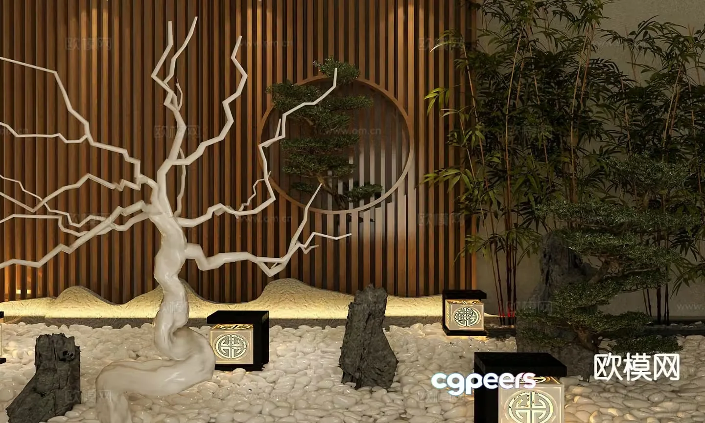 New Chinese style landscape sketch indoor sketch 3d model