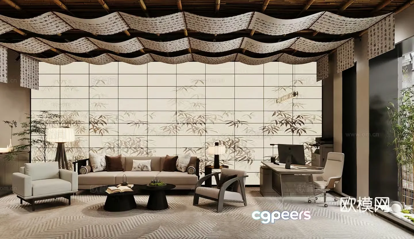New Chinese General Manager Room 3D Model