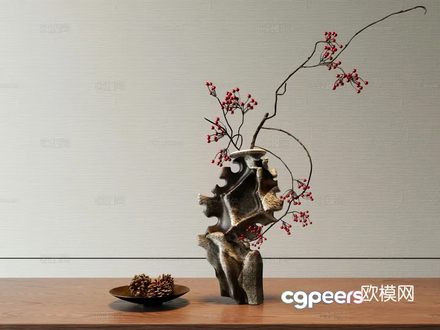 Wabi-sabi vase sculpture ornaments 3D model