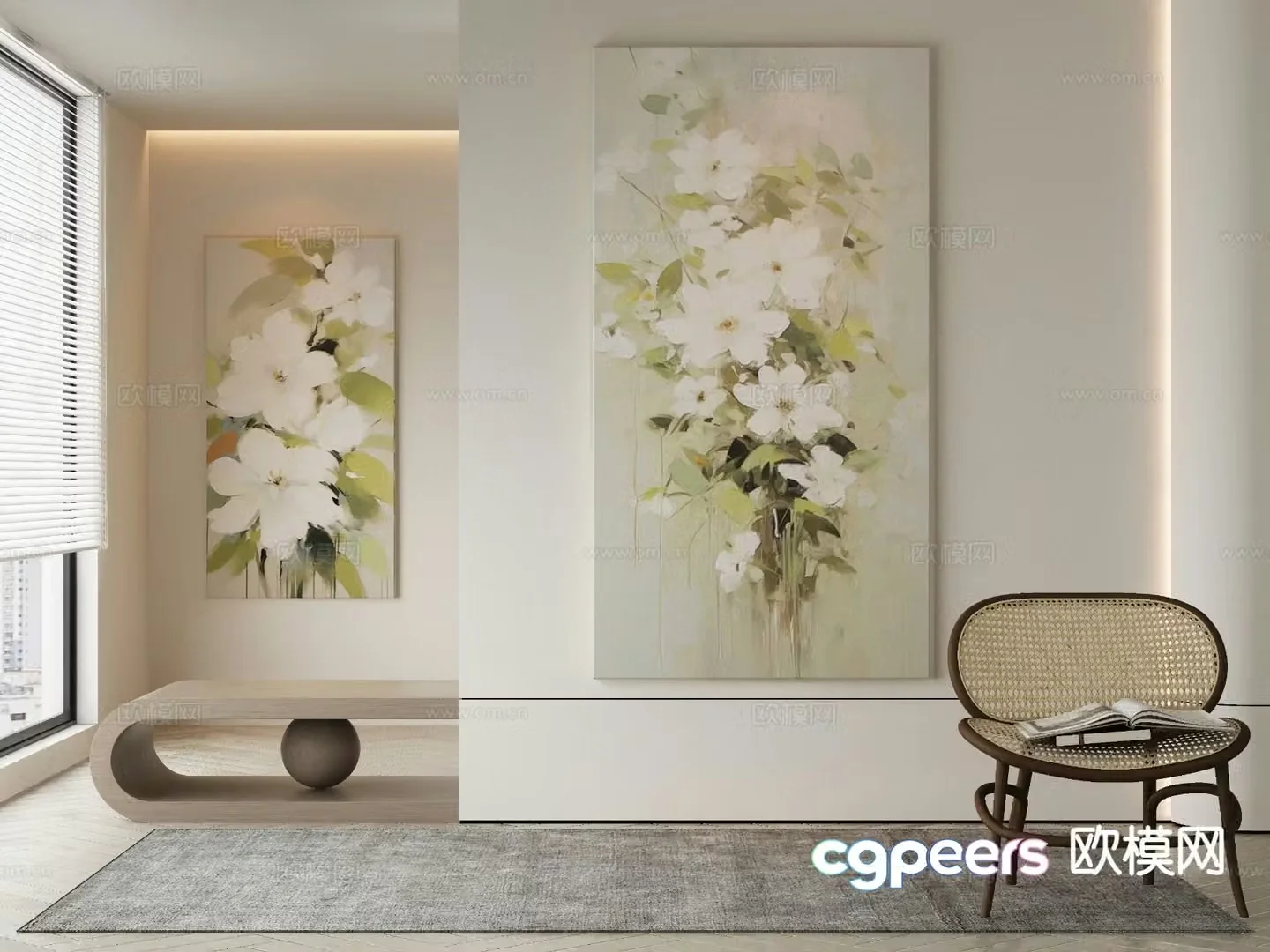 Wabi-sabi art painting flower painting decorative painting 3d model