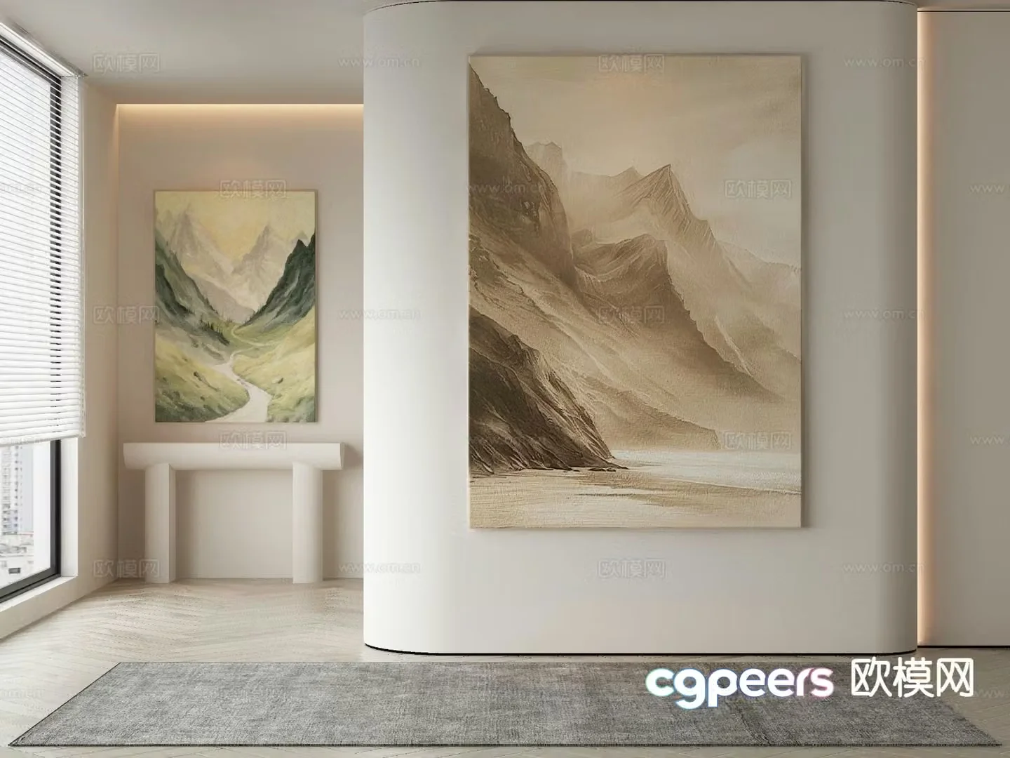 Modern decorative painting landscape painting 3d model
