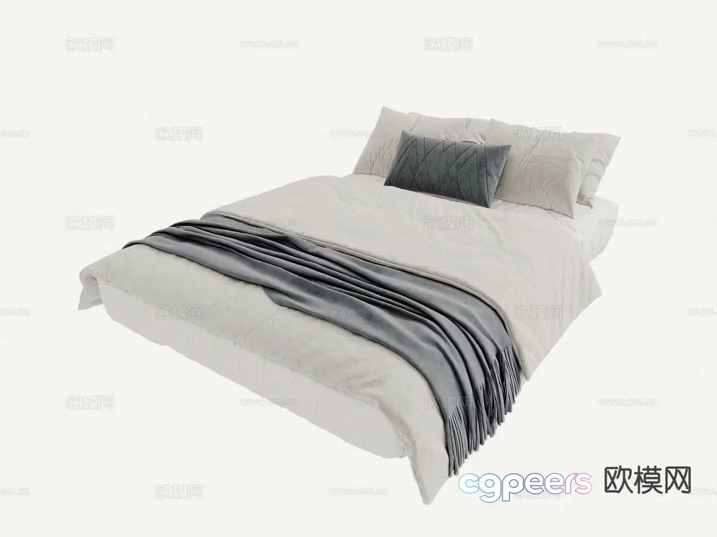 Modern double bed 3d model
