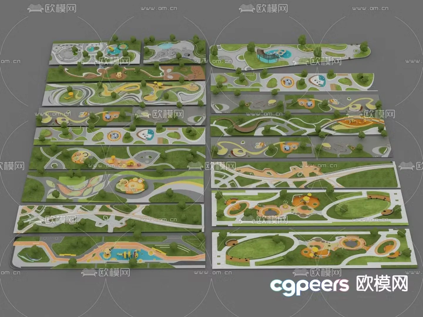 Modern children’s park amusement park micro terrain 3d model