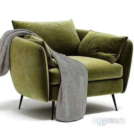 Green Velvet Chair 3D Model – 2068 – CORONA Render