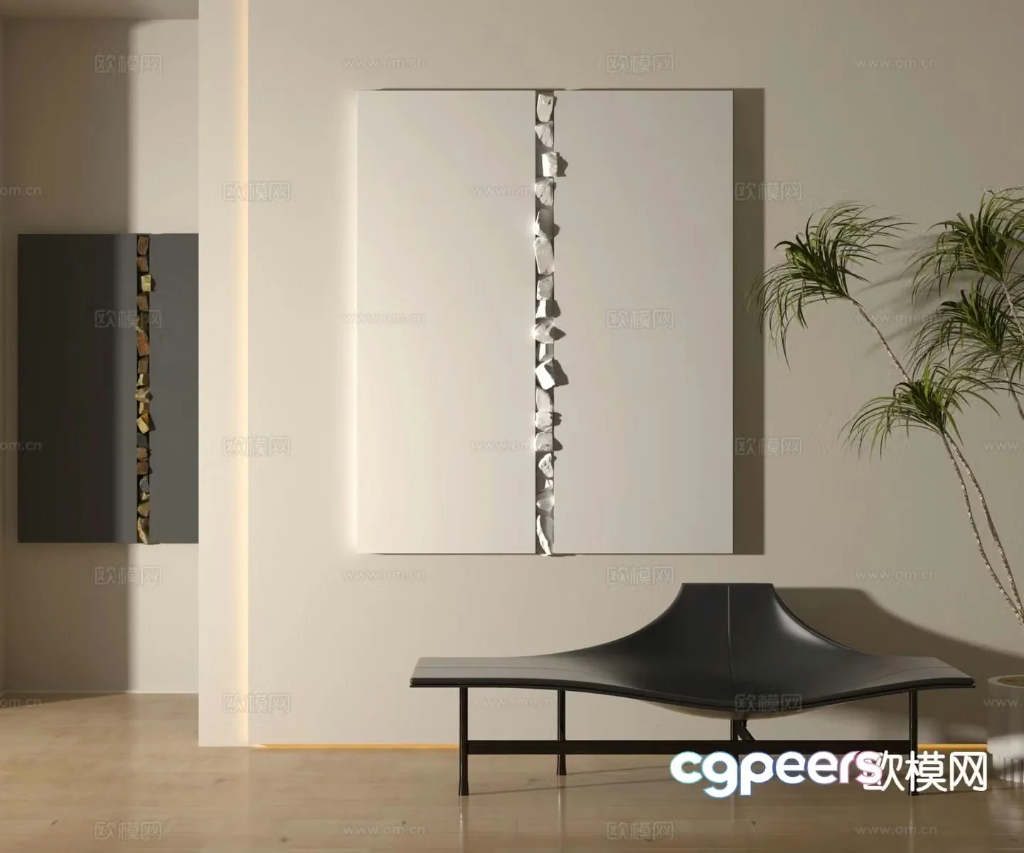 Modern decorative hanging painting three-dimensional painting Zen hanging painting 3D model