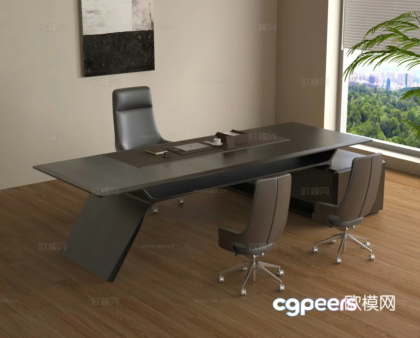 Modern boss office desk chair manager office desk chair class desk 3d model