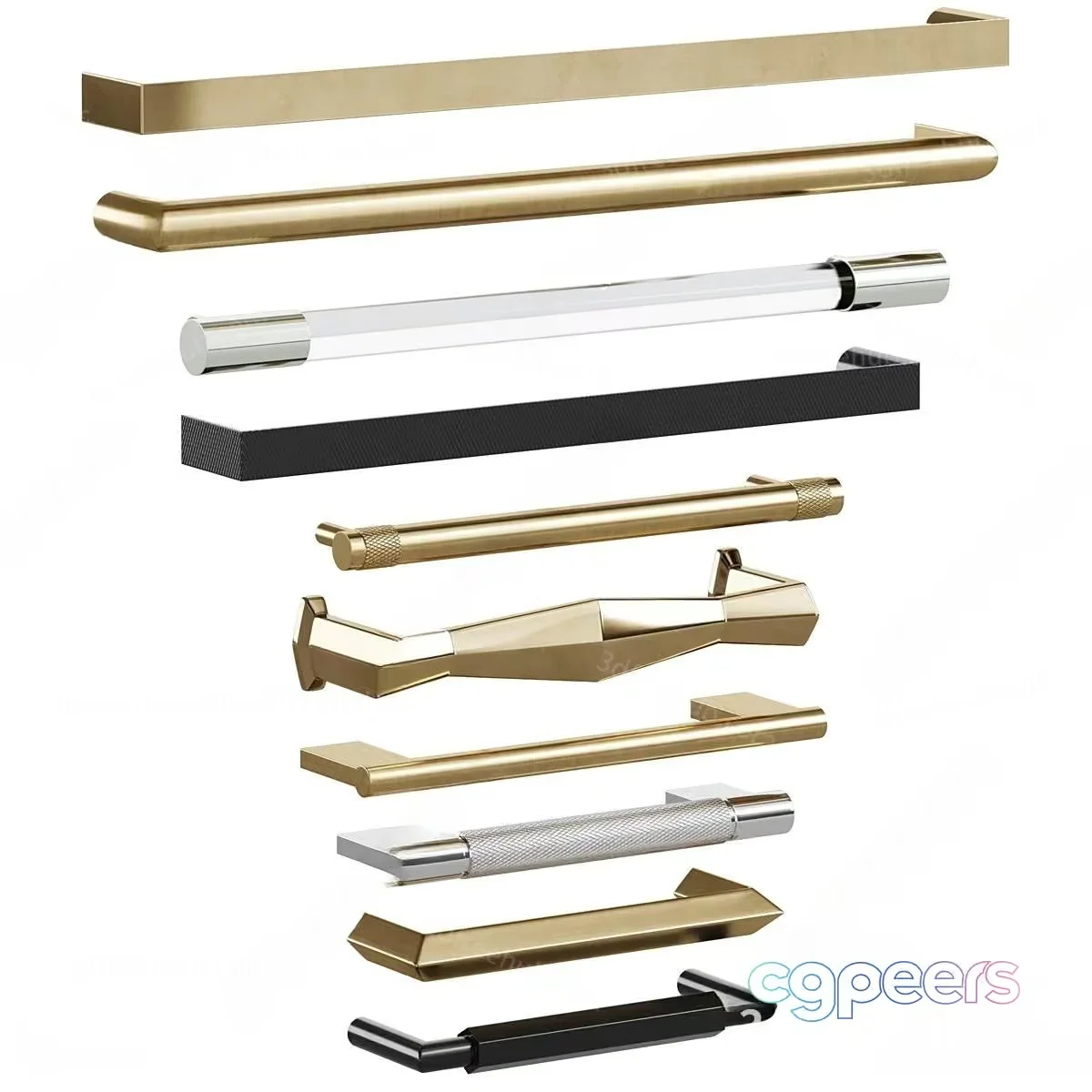 Modern Gold Hardware 3D Model – 8632 – VRAY Render