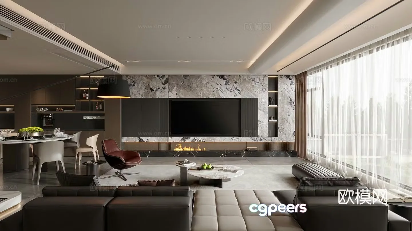 Modern Italian dining room 3d model