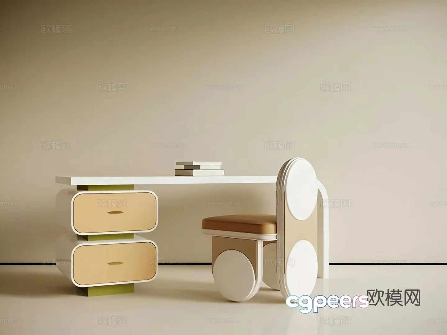 Modern children’s desk and chair Modern children’s desk and chair 3d model