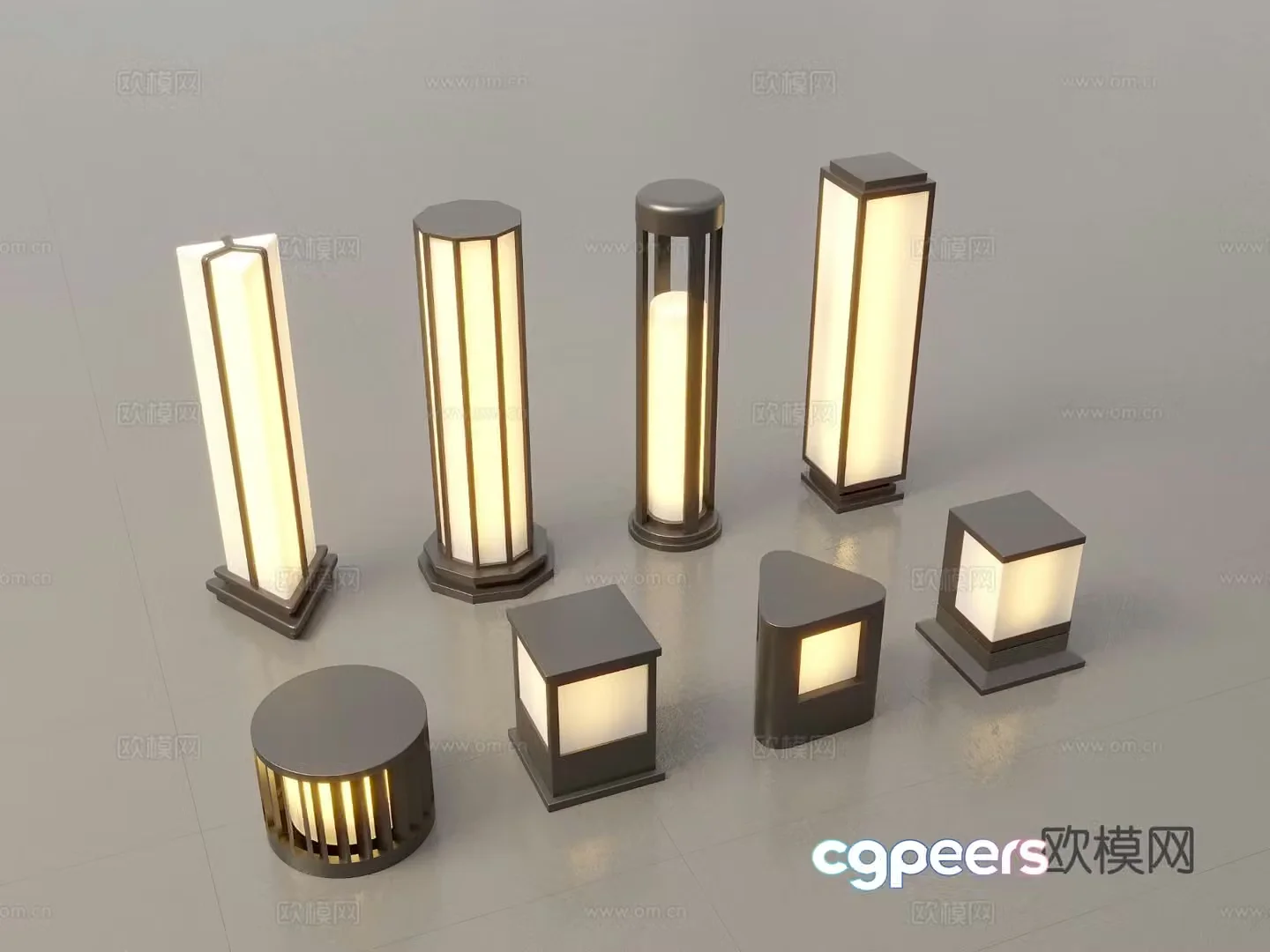 Modern Chinese landscape lights lawn lights garden lights outdoor lights 3D model