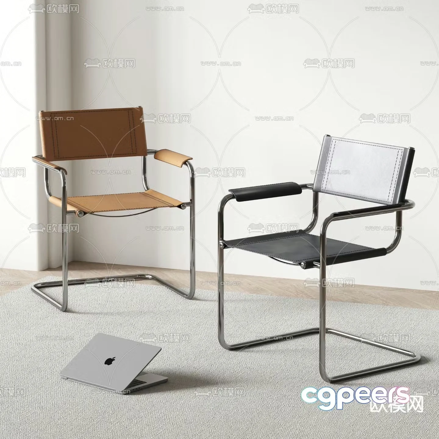 Modern leisure chair office chair leather chair 3d model