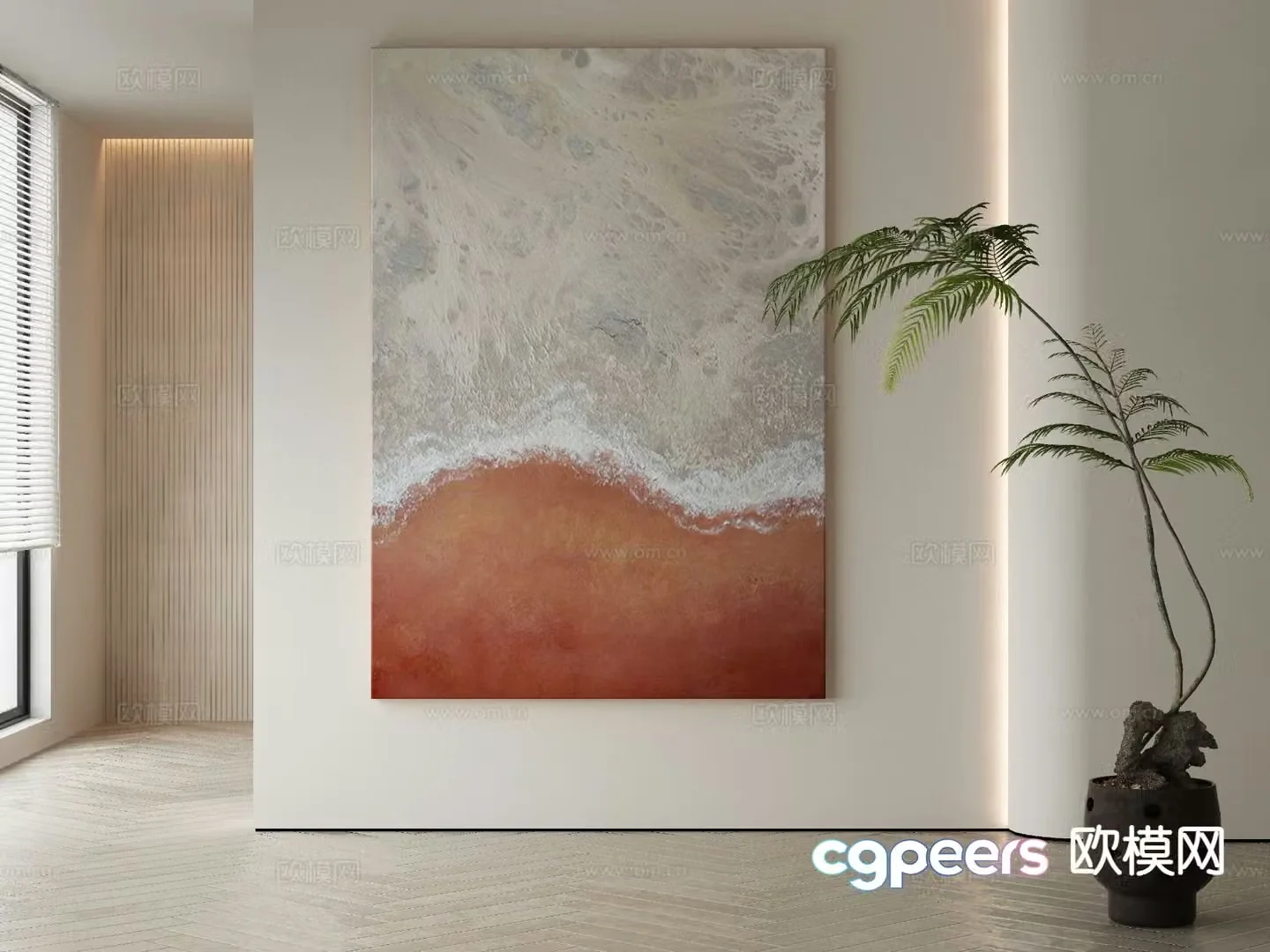 Wabi-sabi painting texture painting decorative painting hanging painting 3D model