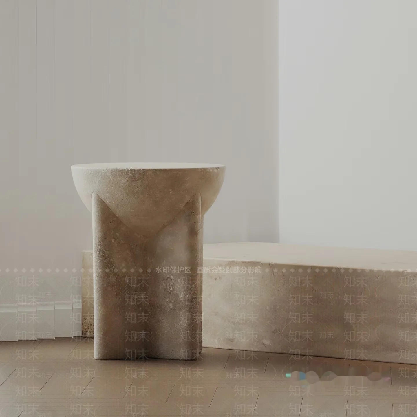 Simple Stone Stool 3D Model – 19814 – VRAY Render