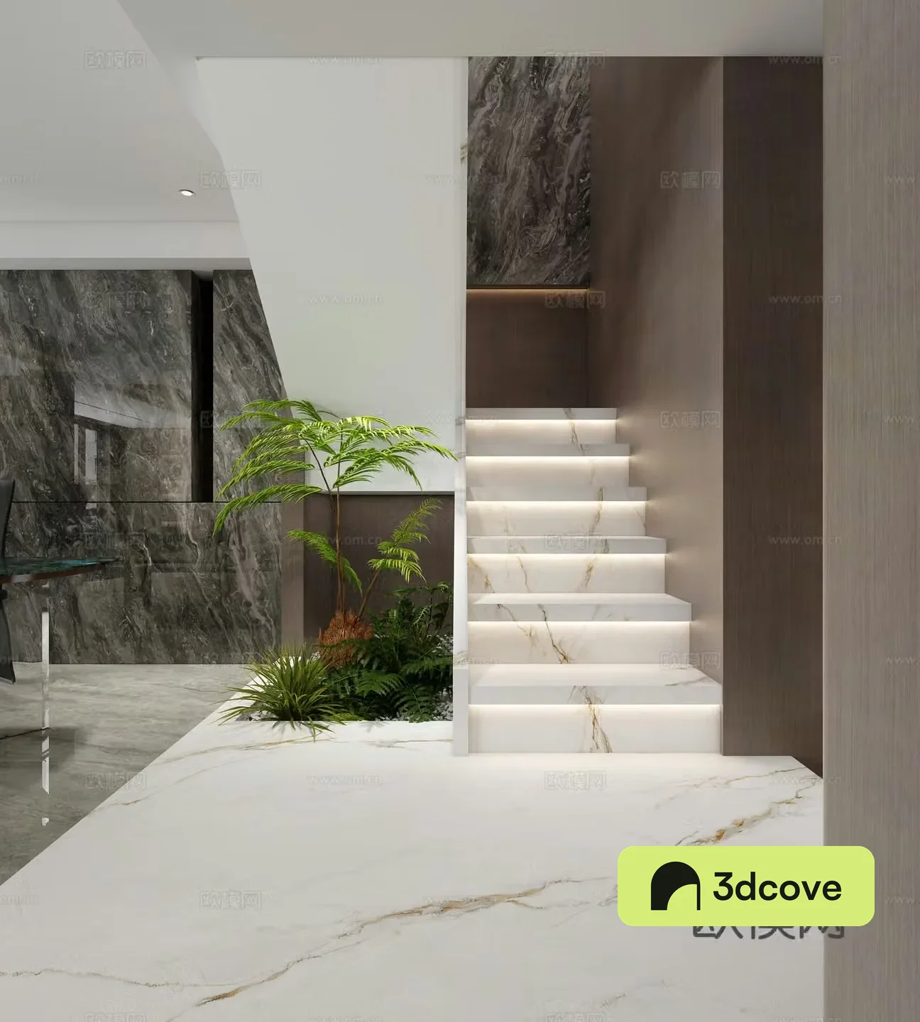 Modern stairwell landscaping landscape sketch