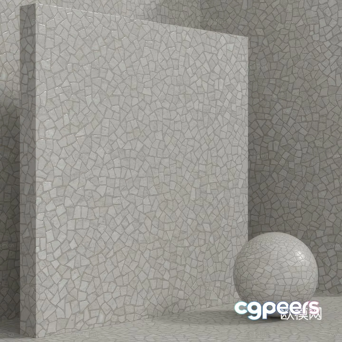 Gravel mosaic wall Gravel floor 3d model