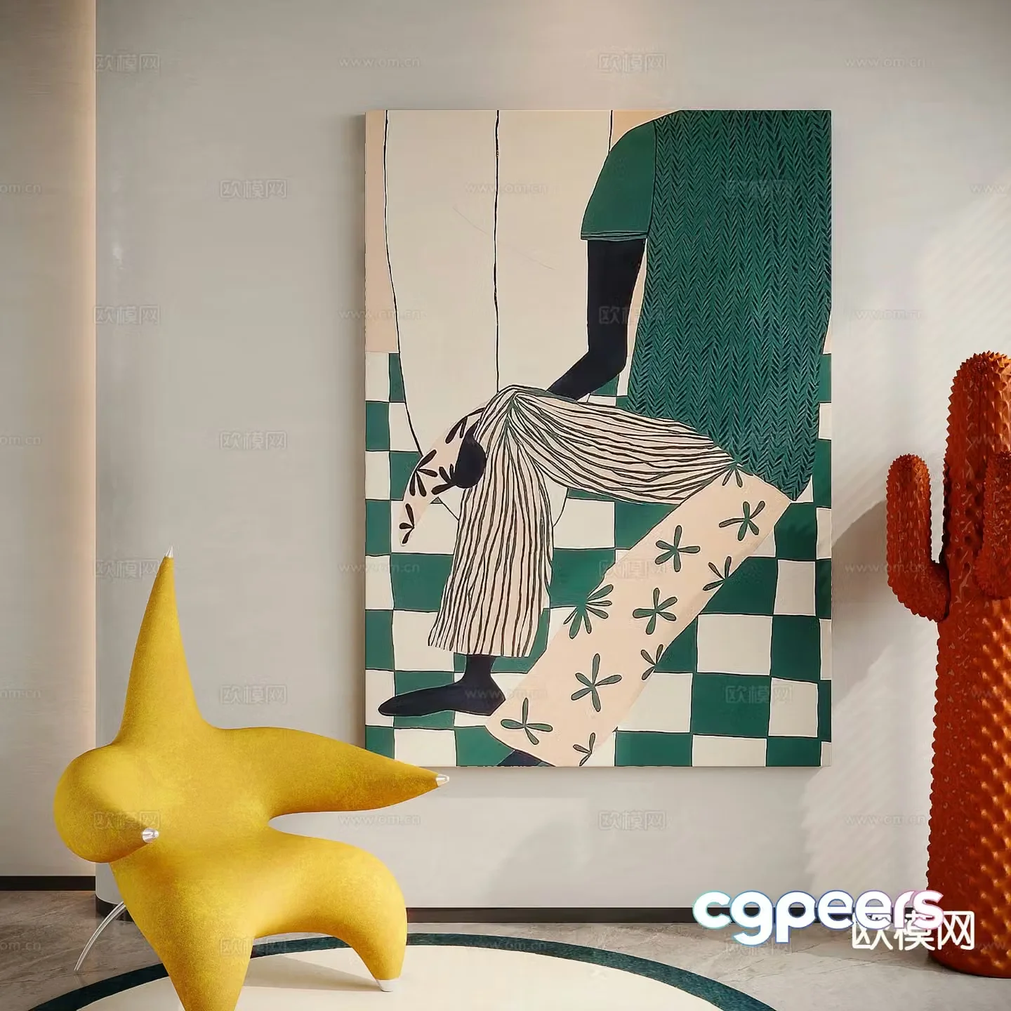 Modern dopamine hanging painting 3d model