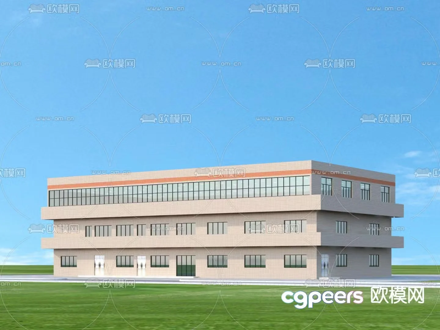 Factory building exterior 3d model