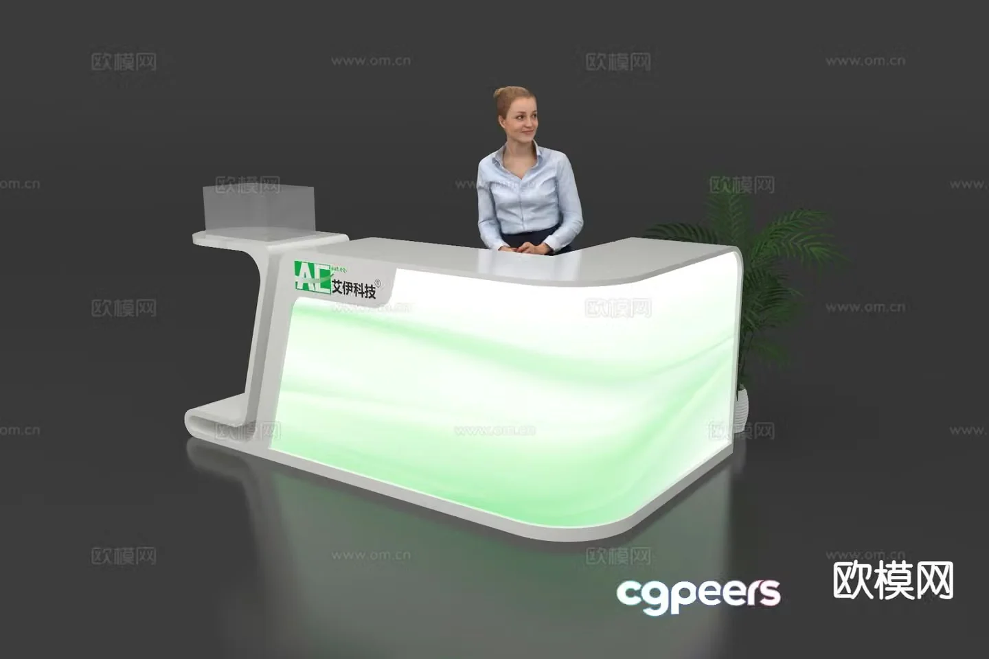 Reception desk front desk bar counter 3d model