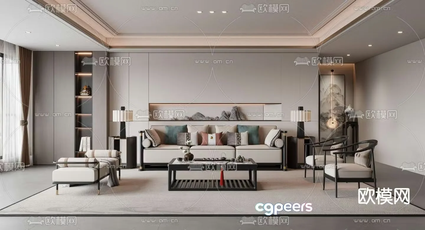 New Chinese living room 3D model