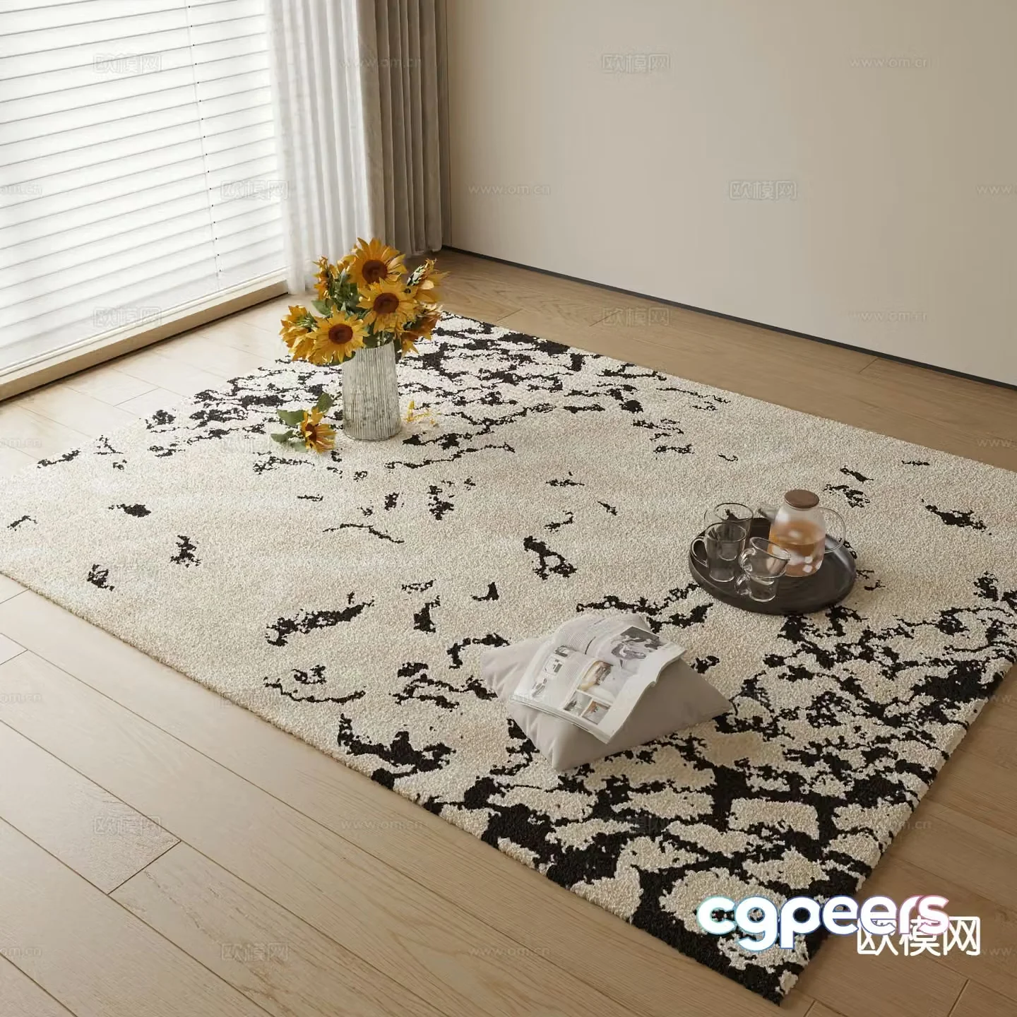 abstract carpet square rug 3d model