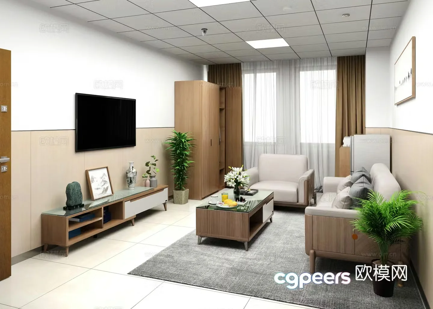 Modern ward private room ward reception room 3D model