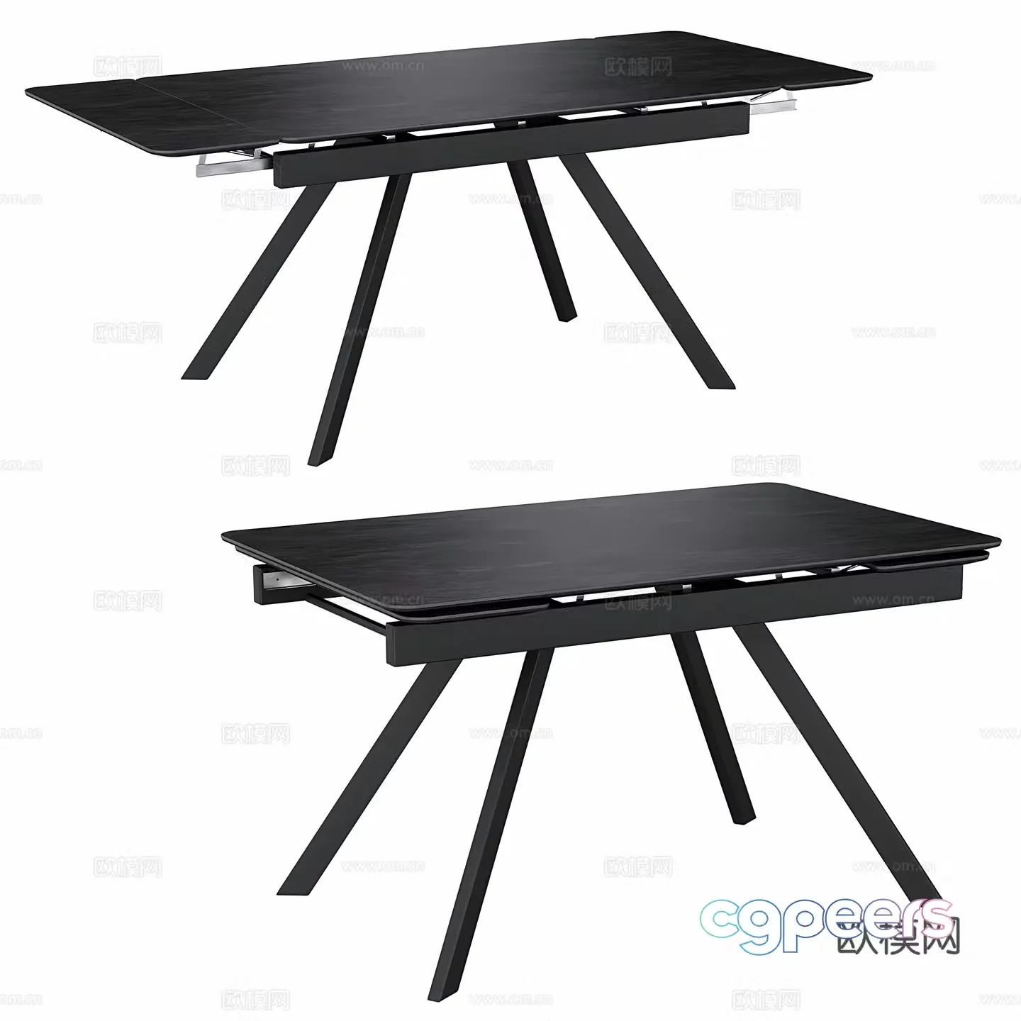 Modern rock slab folding dining table 3d model
