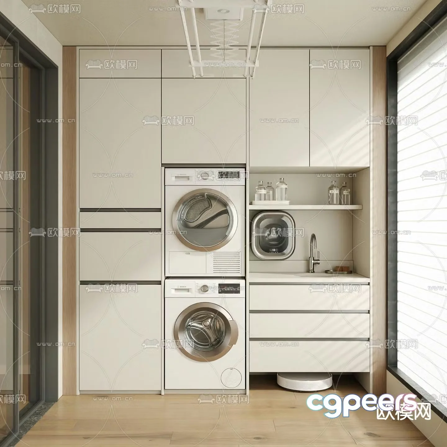 Balcony cabinet laundry cabinet 3d model