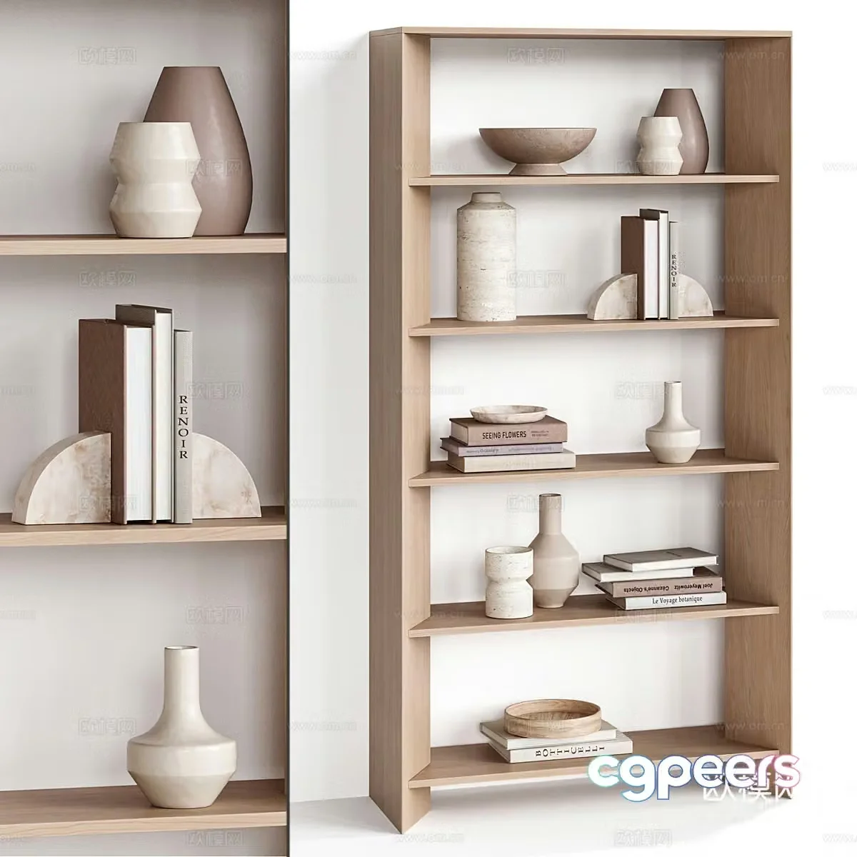 Log Wind Bookshelf Shelf 3D Model
