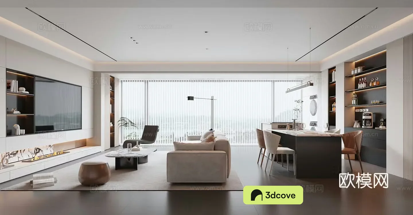 Modern living and dining room