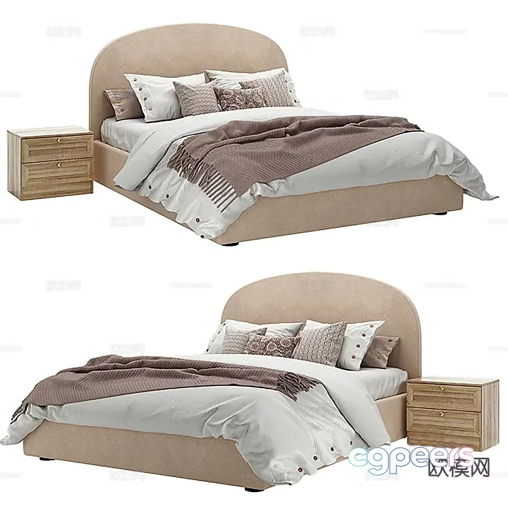 Modern double bed 3d model
