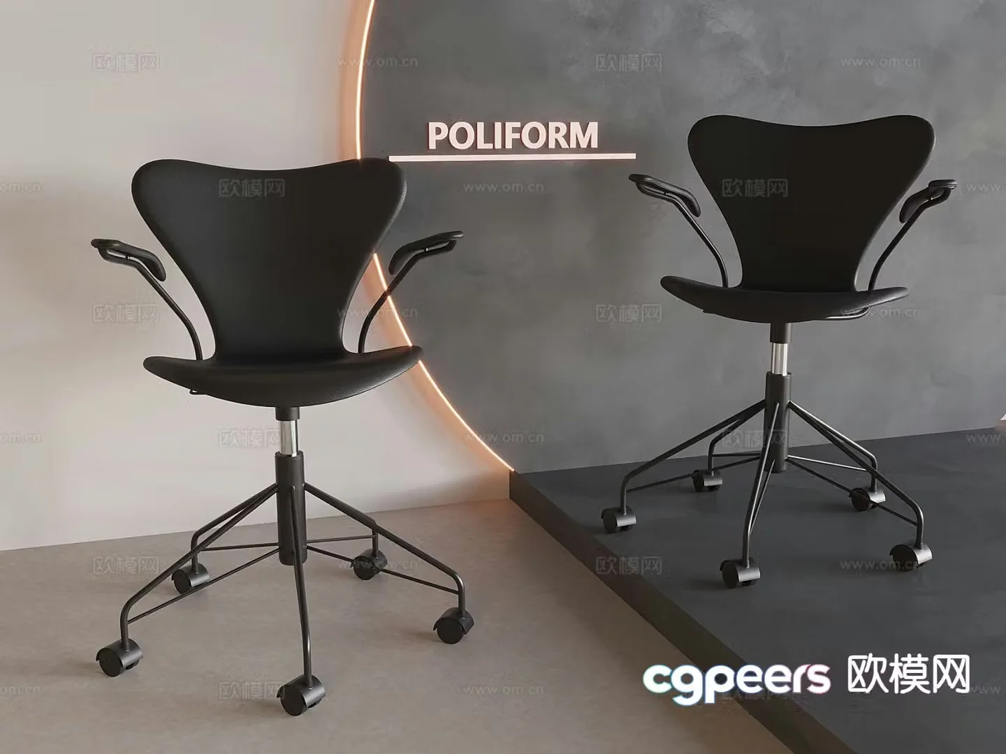 Lift swivel office chair conference chair 3d model