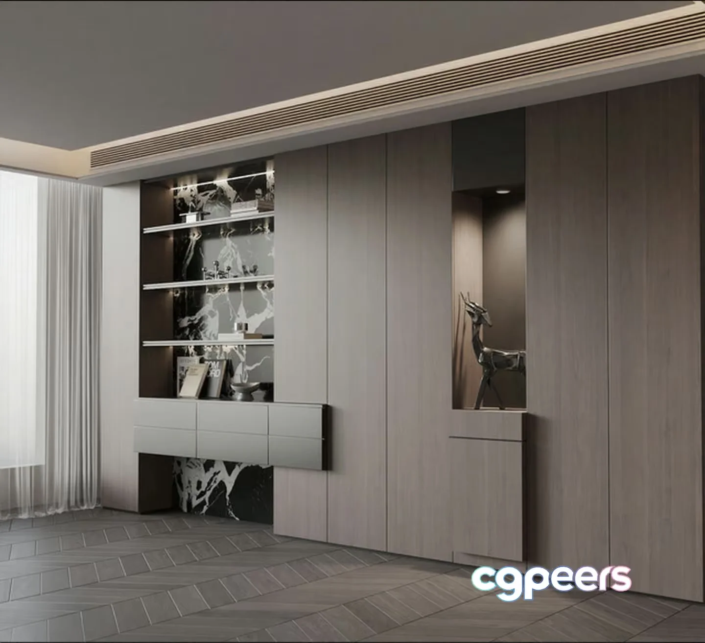 Modern Display Cabinet 3D Model – 12119 – VRAY Render