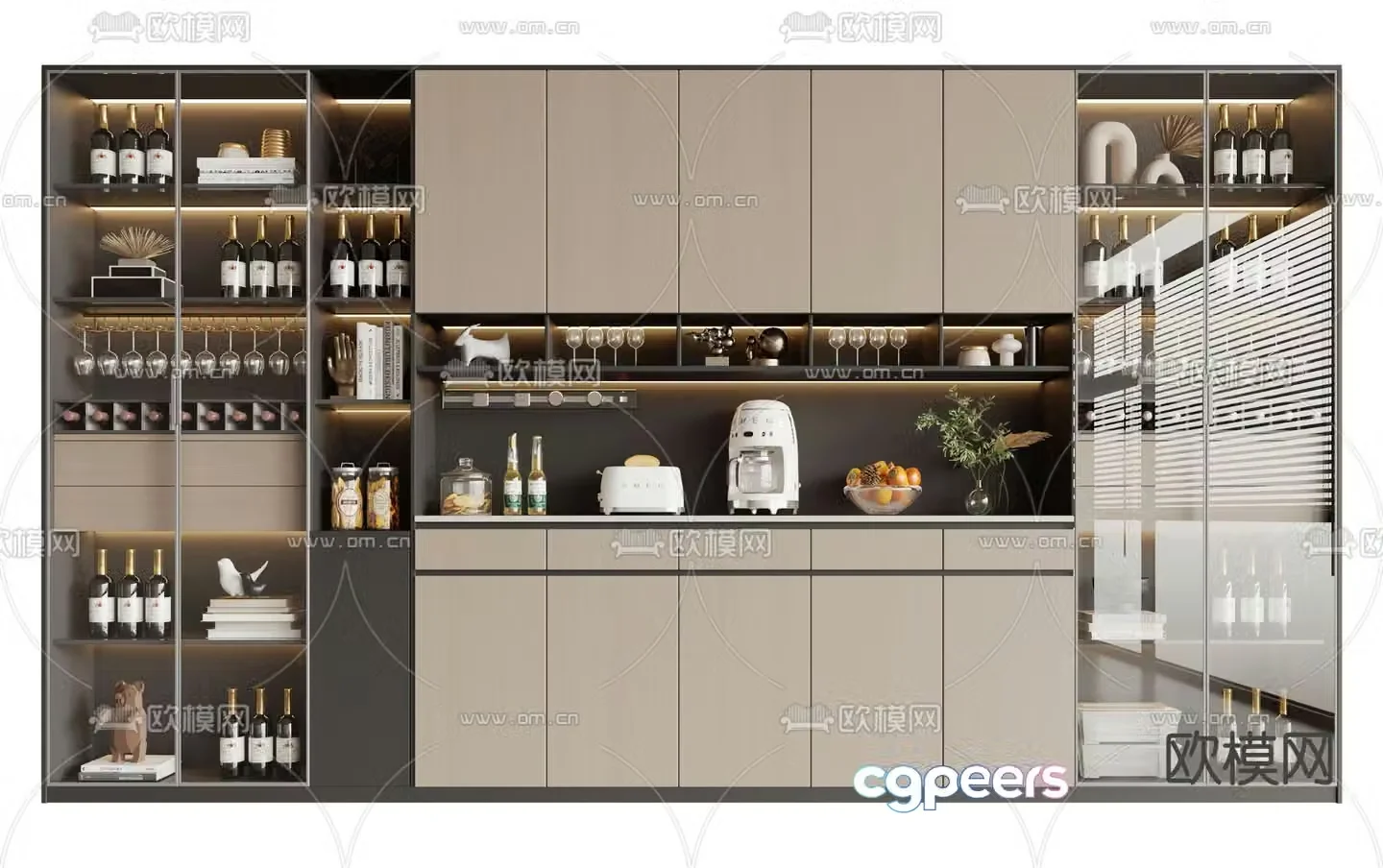 Modern wine cabinet sideboard 3d model
