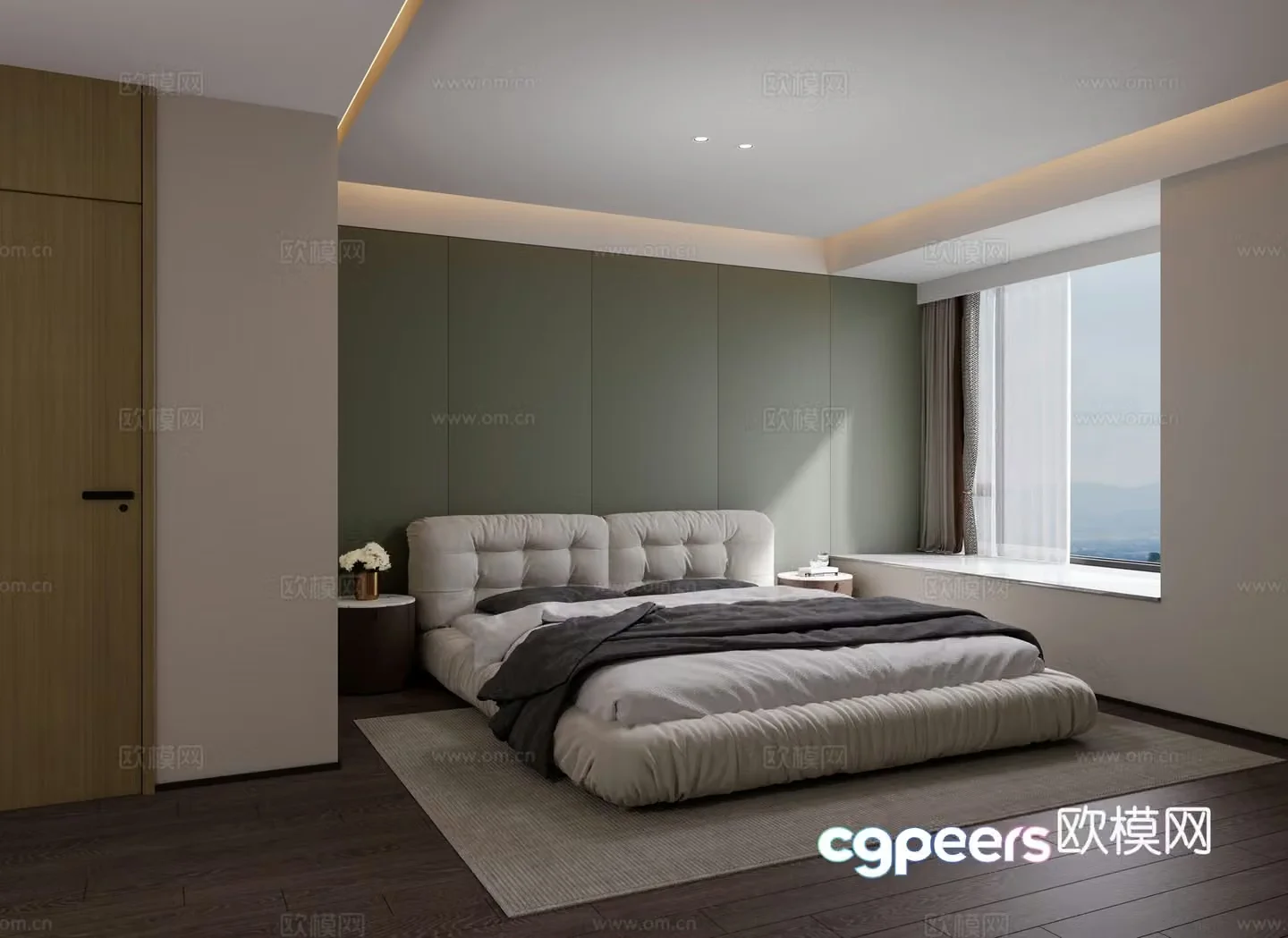 Modern simple bedroom Bare window bedroom without master light bedroom Master bedroom Advanced gray bedroom 3D model